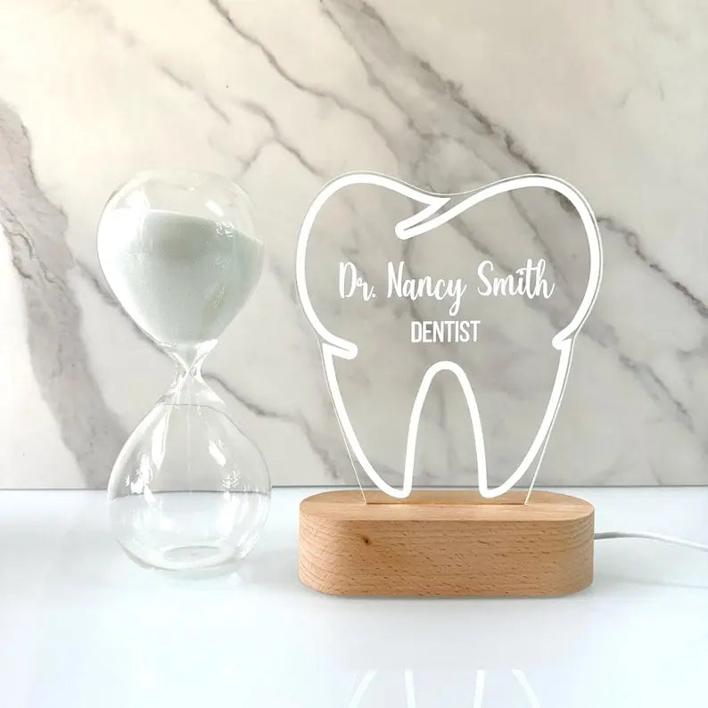 Personalized Dentist Night Light - Custom LED Tooth Lamp for Graduation, Gift for Dentists, Unique Room Decor, Nightlight for Odontologists - Harshita Craft