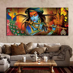 Lord Krishna Playing Flute Premium Wall Painting - Decor Mantra 