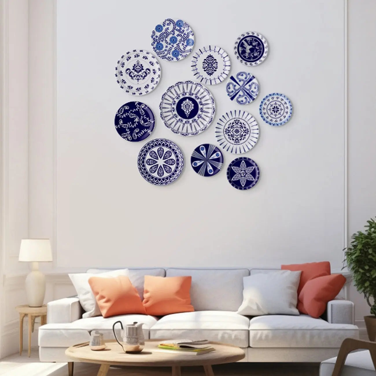 Elegant Blue Pottery symmetry floral for Every Space Wall Plate - Harshita Craft