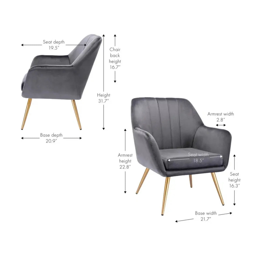 Dense Padded Bright Grey Comfy Velvet Accent Chair DECORMANTRA