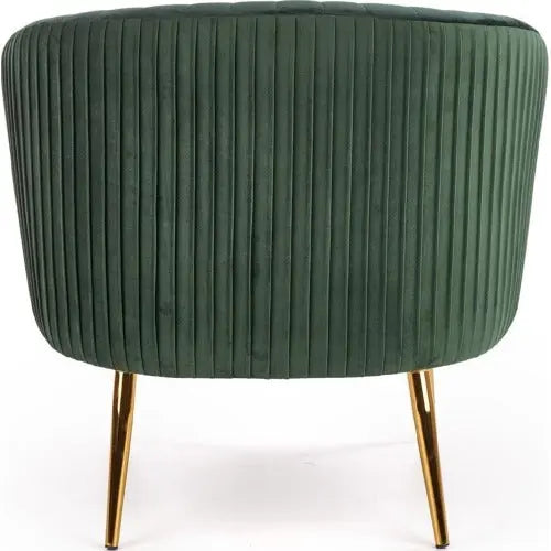 Green Cocooned Pattern Velvet Accent Chair DECORMANTRA