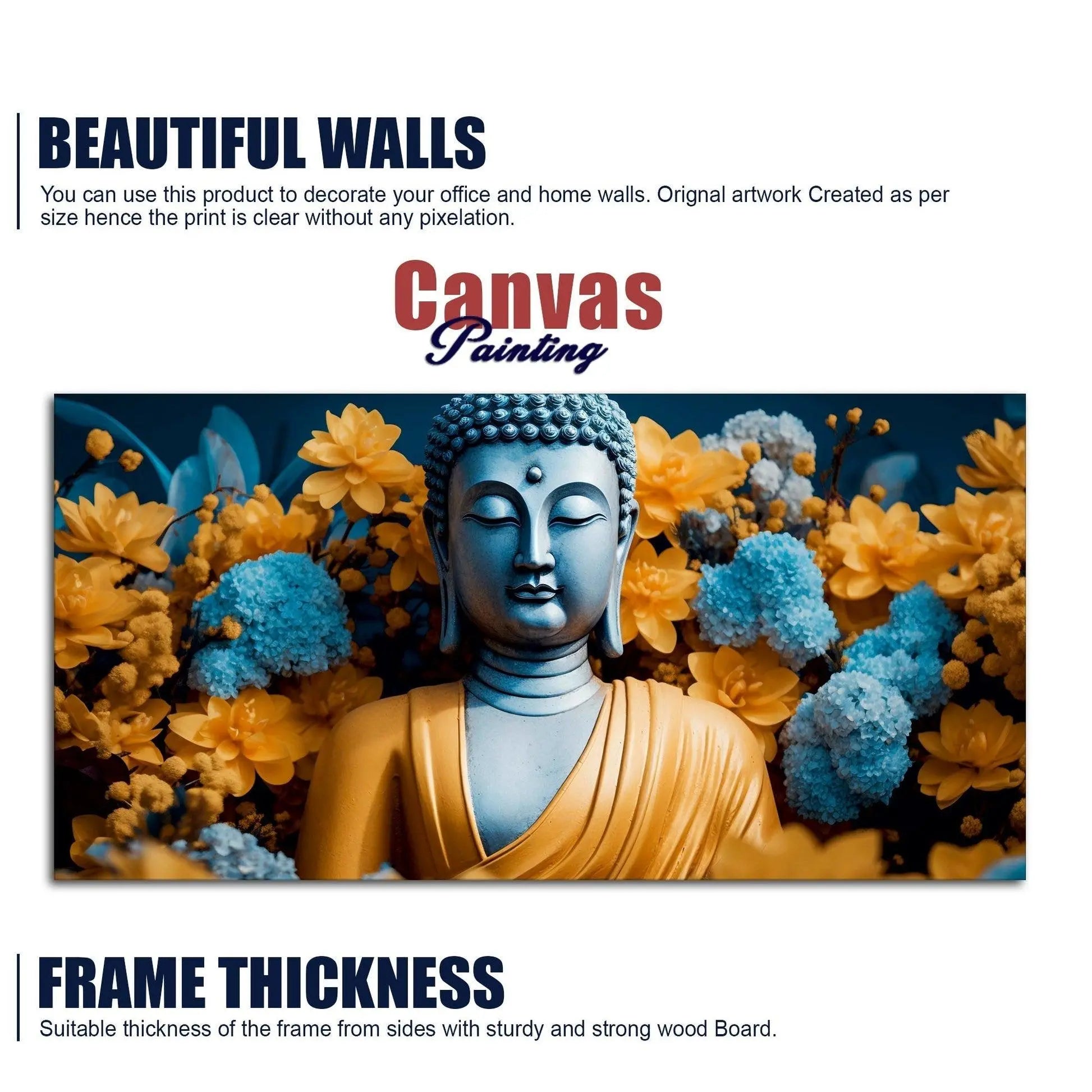 Meditating Buddha Monk Canvas Wall Painting - Decor Mantra 
