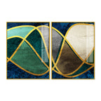 Luxury Golden Waves Line Art Premium Acrylic Floating Wall Painting Set Of 2 - Decor Mantra 