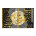 Golden Textured Pattern Acrylic Floating Wall Painting Set of 2 - Decor Mantra 
