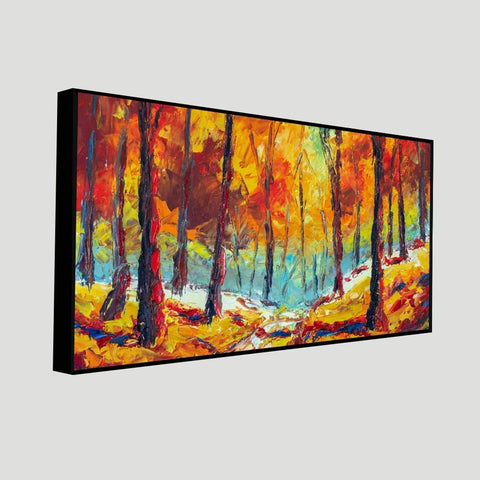 Nature Wall Painting of Colorful Autumn Season Forest - Decor Mantra 