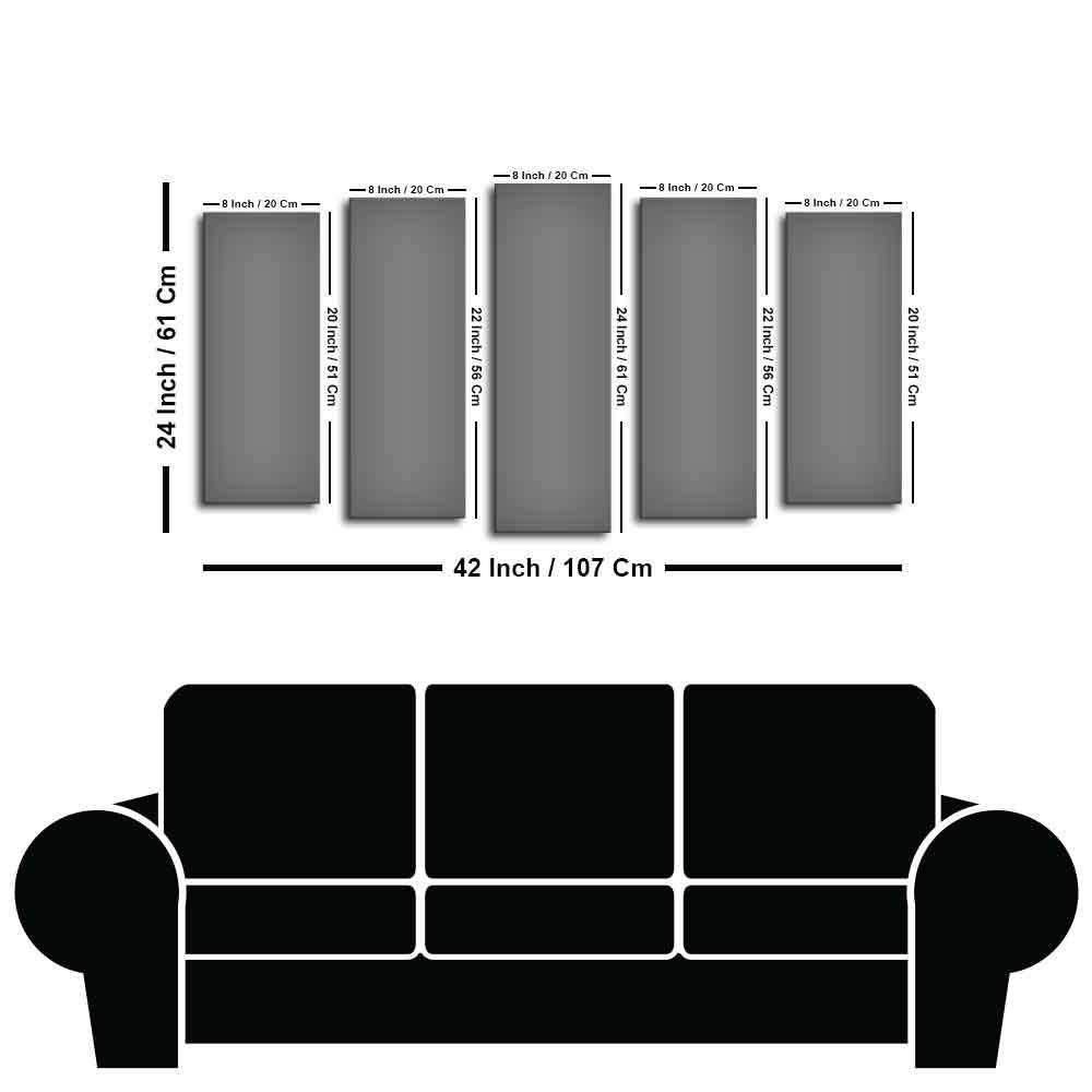 Romantic Wooden Jetty in Sunset Canvas wall Painting of Five Pieces - Decor Mantra 