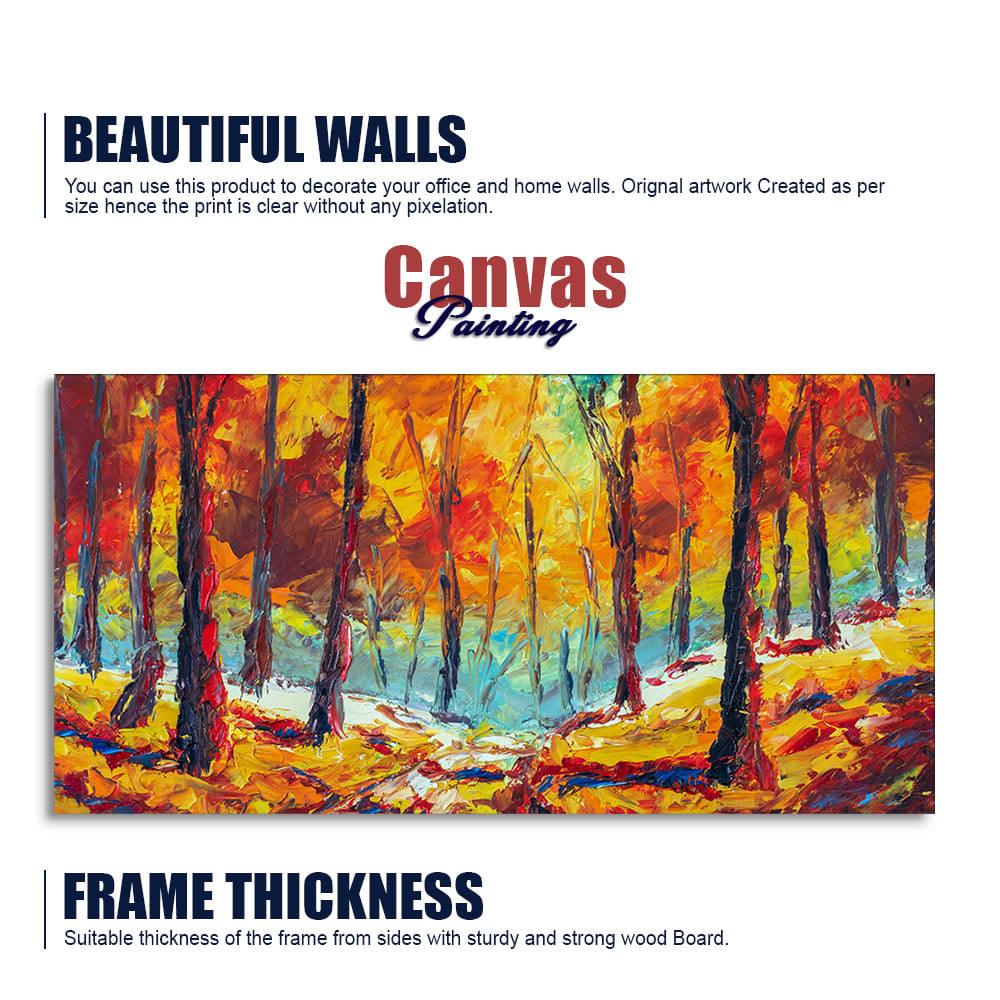 Nature Wall Painting of Colorful Autumn Season Forest - Decor Mantra 