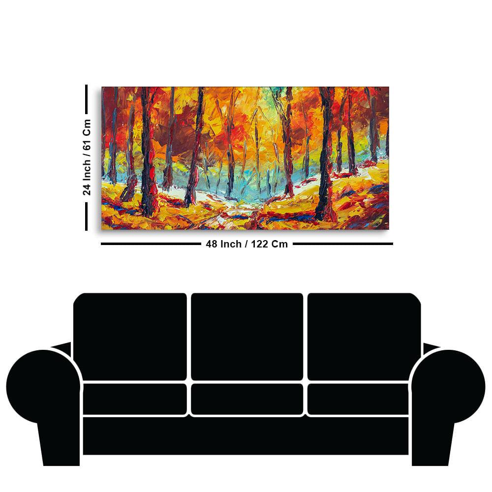 Nature Wall Painting of Colorful Autumn Season Forest - Decor Mantra 
