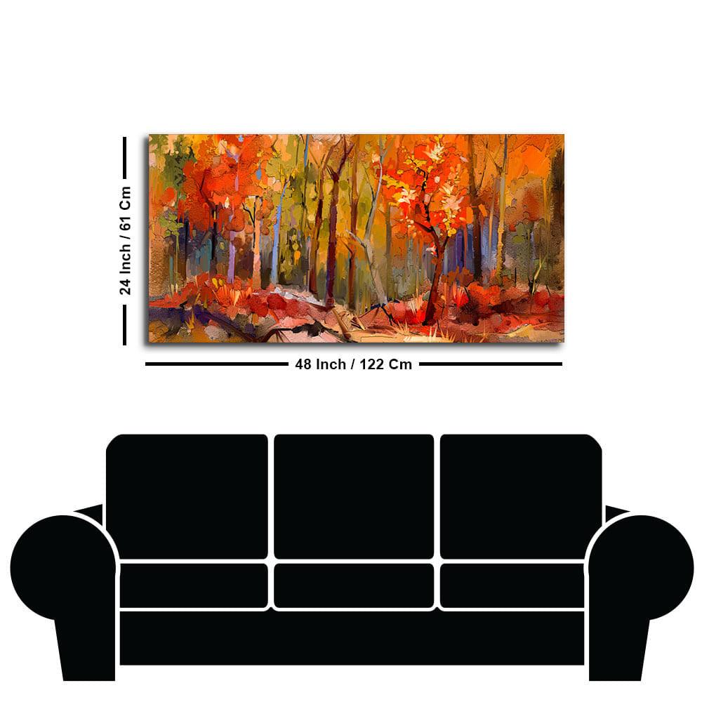 Nature Wall Painting of Colorful Autumn Forest - Decor Mantra 