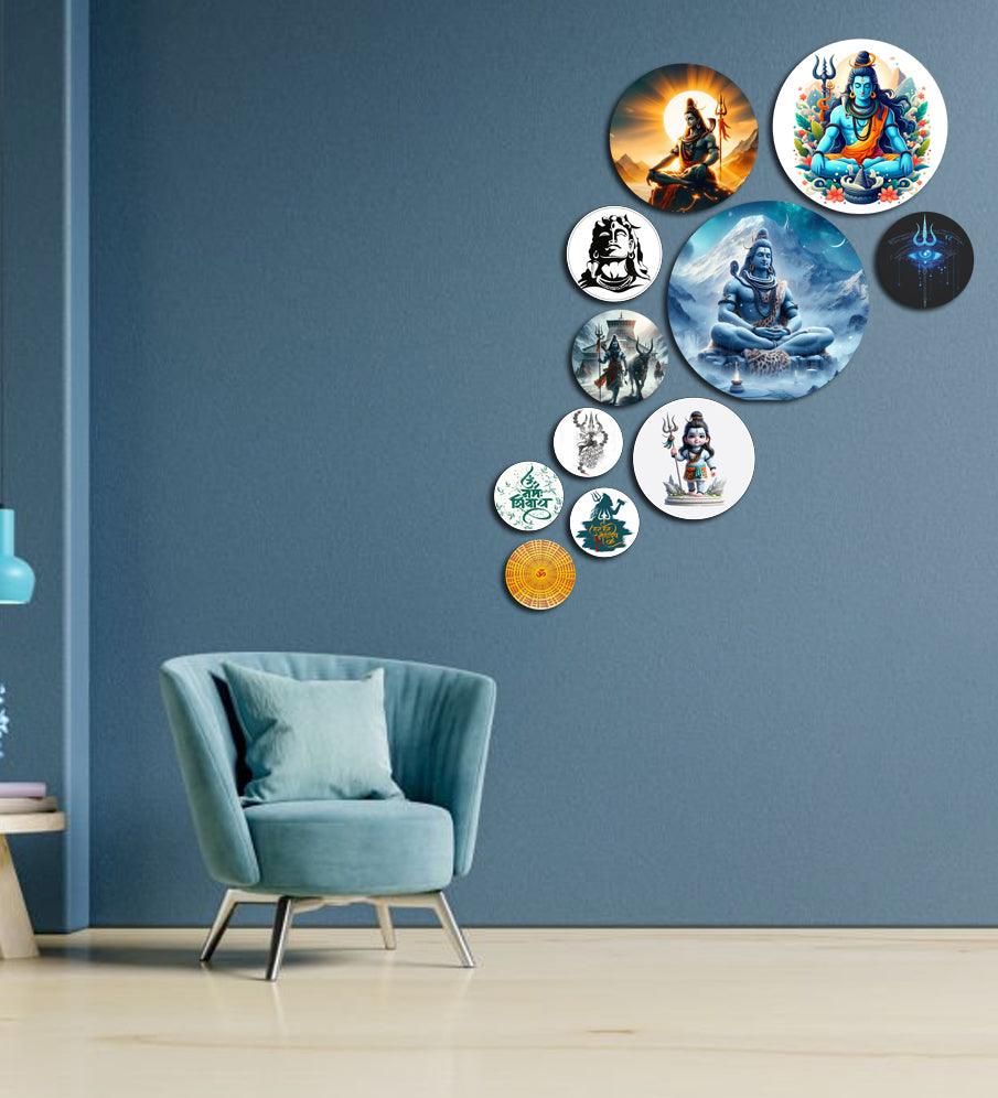 Decorative Wooden Wall Hanging Decoration Item for Home | Office | Gift | Decor Art Livingroom, Bedroom | Stylish Modern Artwork (WPS_144N) Pack of 11 Pieces - Decor Mantra 