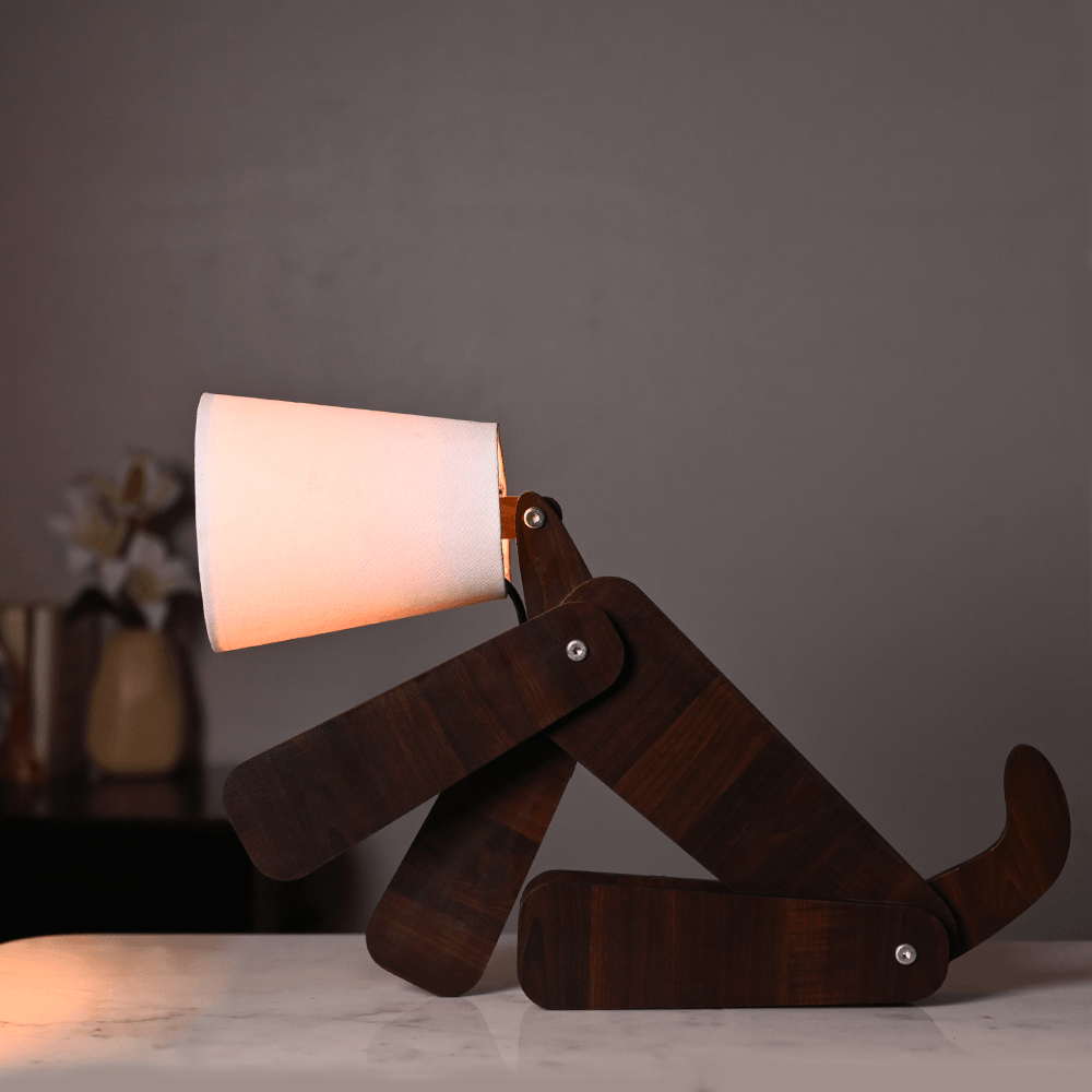 Wooden Playing Dog Night light Table Lamp for Home Decoration - Decor Mantra 