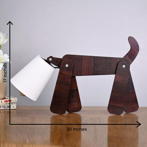 Wooden Playing Dog Night light Table Lamp for Home Decoration - Decor Mantra 