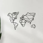 Face Shaped World Map Metal Wall Art Decor Mantra