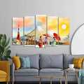 Famous Places of Japan Canvas Wall Painting Set of Five DECORMANTRA