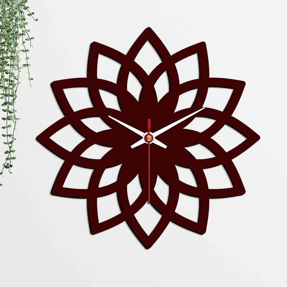 Floral Shape Designer Wooden Wall Clock - Decor Mantra 