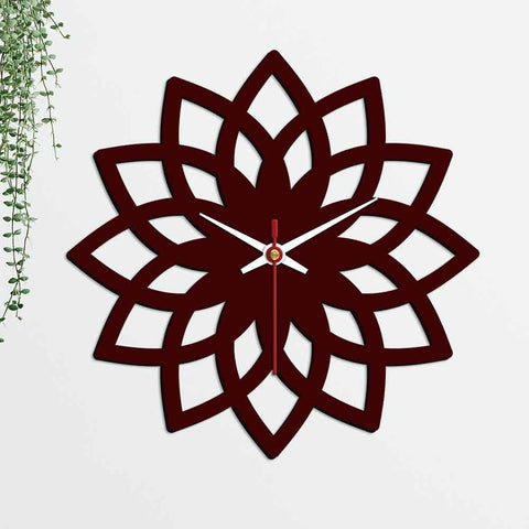 Floral Shape Designer Wooden Wall Clock - Decor Mantra 