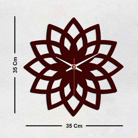 Floral Shape Designer Wooden Wall Clock - Decor Mantra 