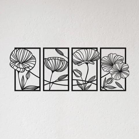 Flower Family Sets Metal Wall Art - Decor Mantra 