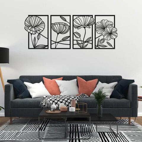 Flower Family Sets Metal Wall Art - Decor Mantra 