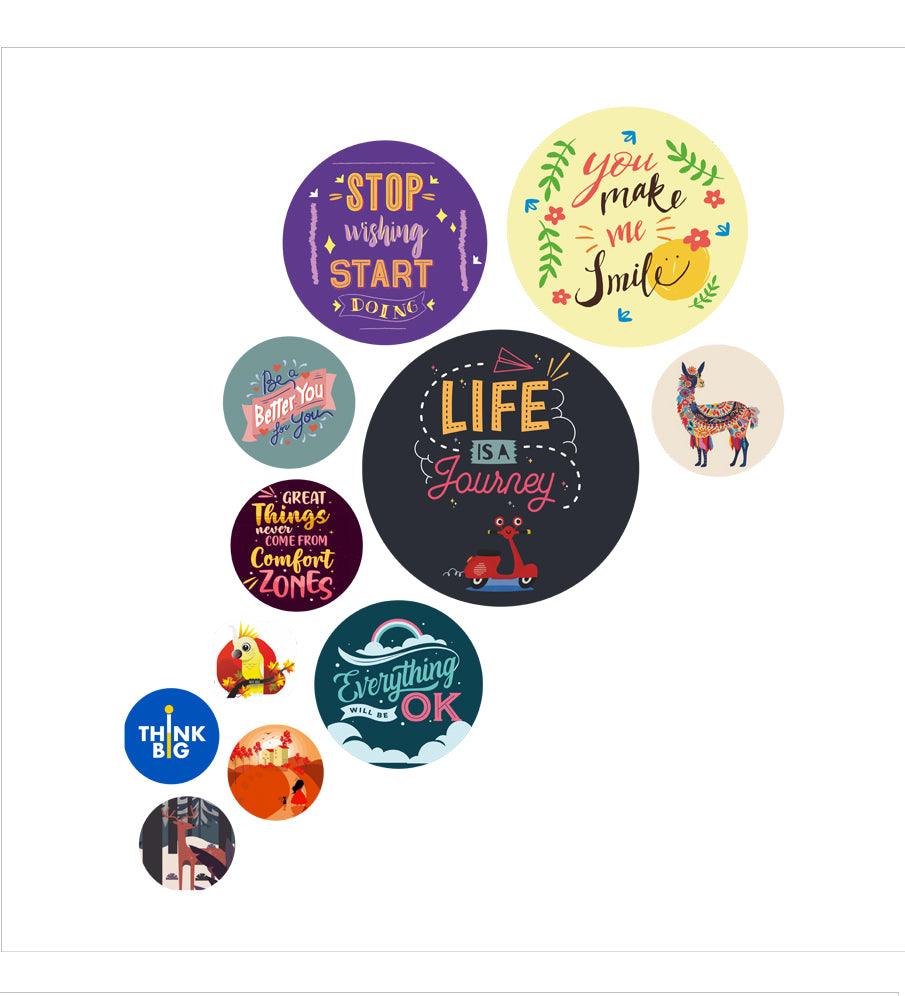 Decorative MDF Wooden Wall Hanging Decoration Item For Home | Office | Gifts |Modern Wall Artworks Items | Wall Art | Living Room | Bedroom |Quotes Decor Item (WPS_140N) Pack of 11 Pieces - Decor Mantra 