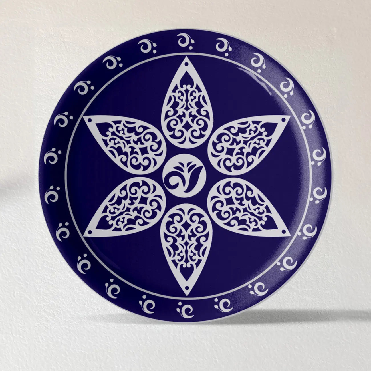Elegant Blue Pottery flower Art for Every Space Wall Plate - Harshita Craft