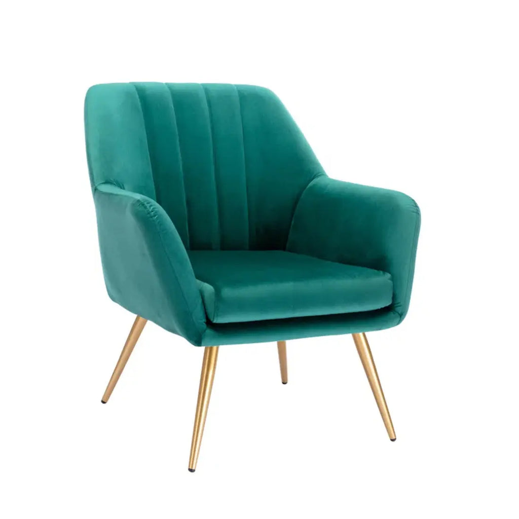 Dense Padded Bright Green Comfy Velvet Accent Chair DECORMANTRA