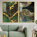Amazing Golden Pattern Acrylic Floating Wall Painting Set of 2 - Decor Mantra 
