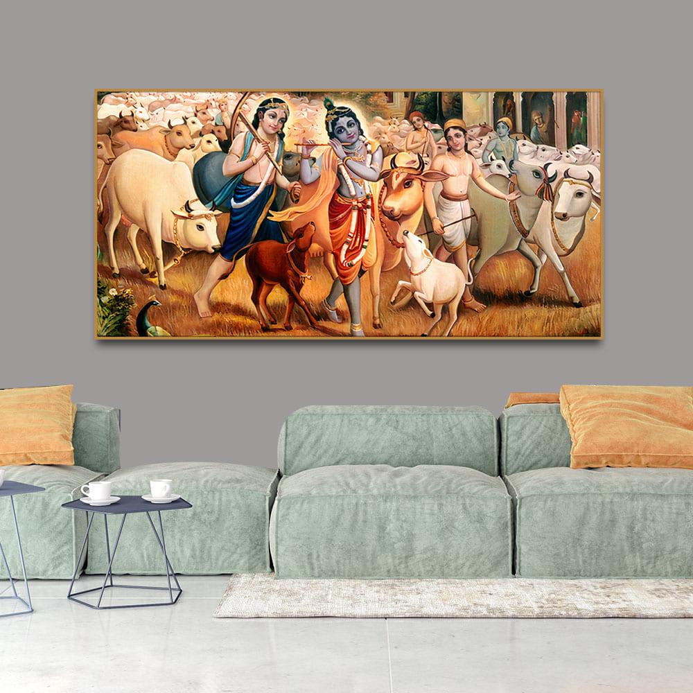 Shree Krishna with Balram Canvas Wall Painting - Decor Mantra 