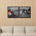 Beautiful Lake View Scenery Wall Painting of 2 Pieces Floating Frame - Decor Mantra 