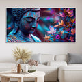 Lord Gautam Buddha Floral Art Canvas Wall Painting - Harshita Craft