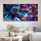 Lord Gautam Buddha Floral Art Canvas Wall Painting - Harshita Craft