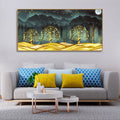 Wall Painting of Golden Trees in Dark Forest - Harshita Craft
