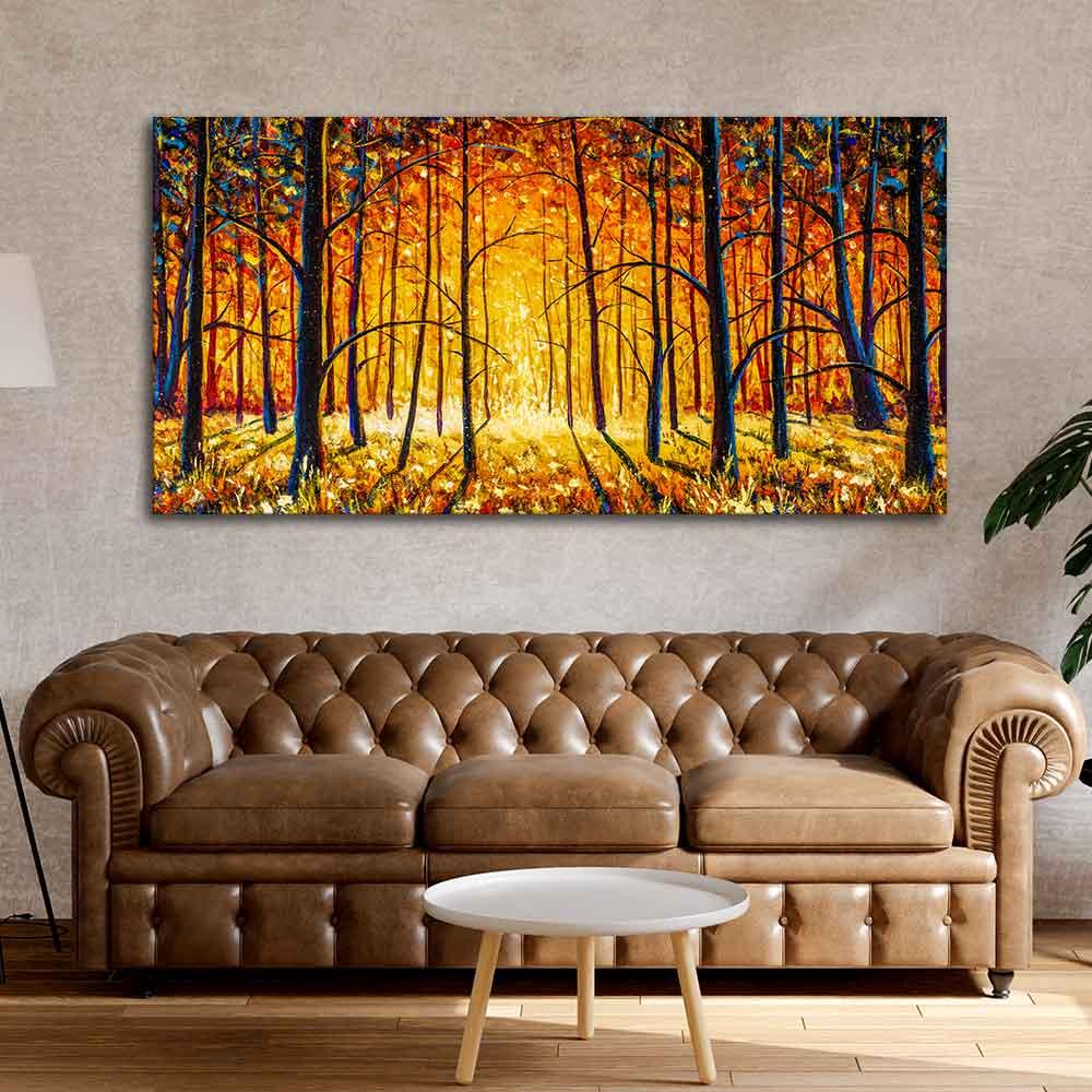 Forest in Autumn Premium Wall Painting - Decor Mantra 