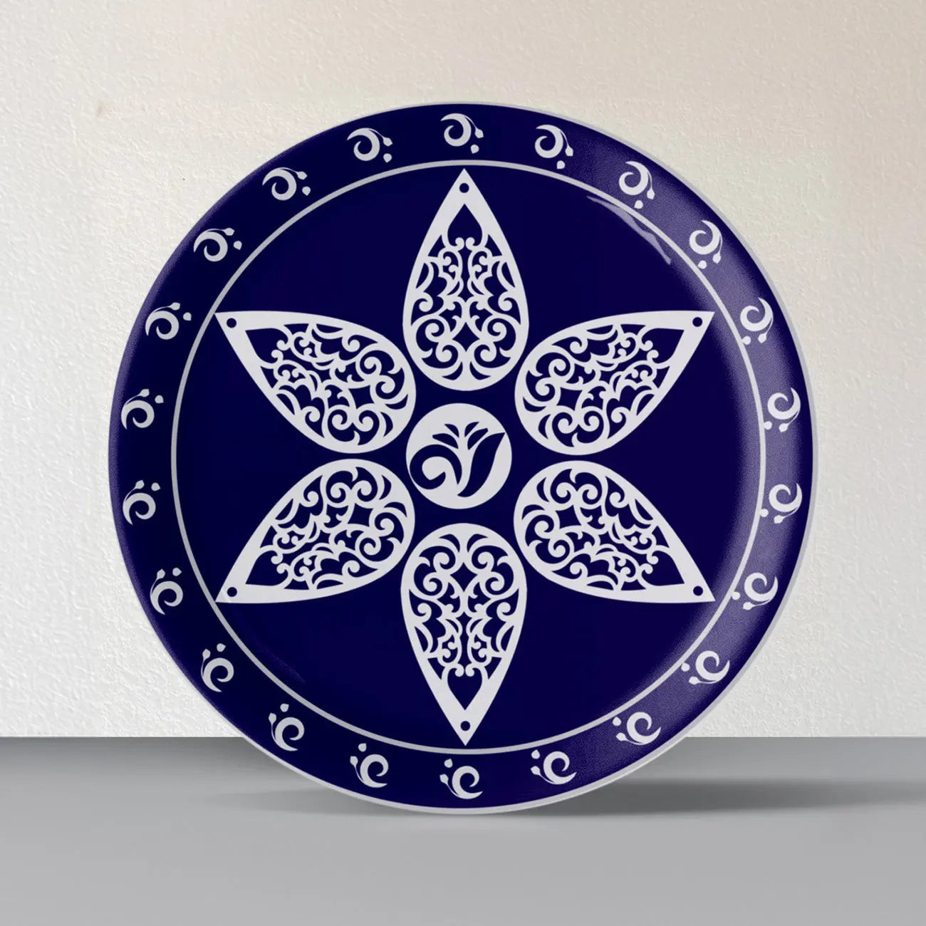 Elegant Blue Pottery flower Art for Every Space Wall Plate - Harshita Craft