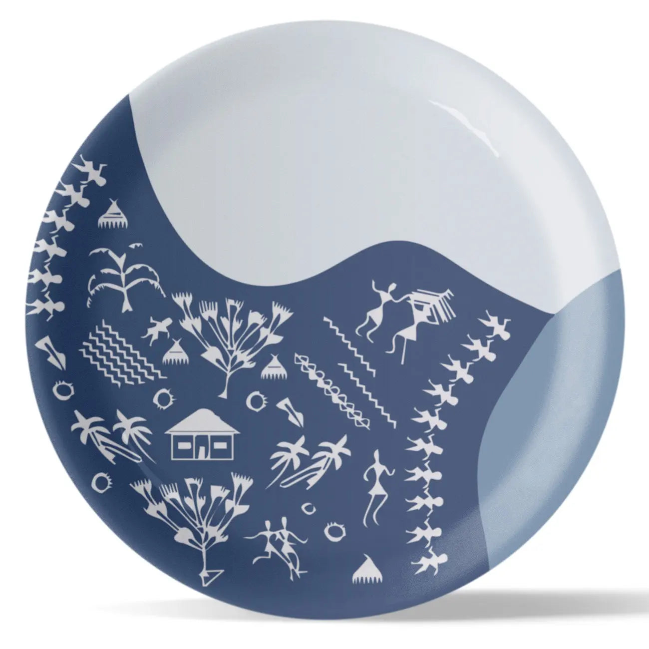 Modern Fusion Warli Floral Wall Plate - Harshita Craft