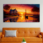 Beautiful Lake with A Sunset View Canvas Wall Painting Decor Mantra