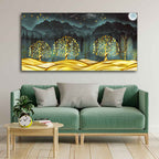 Wall Painting of Golden Trees in Dark Forest - Harshita Craft