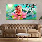 Lord Ganesha Playing Flute Premium Wall Painting - Decor Mantra 