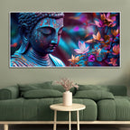 Lord Gautam Buddha Floral Art Canvas Wall Painting - Harshita Craft
