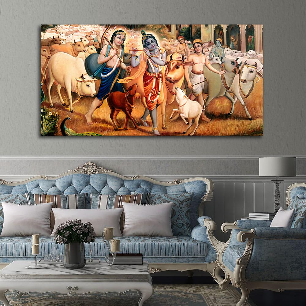 Shree Krishna with Balram Canvas Wall Painting - Decor Mantra 