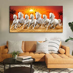 Seven Horses Running at Sunrise Premium Canvas Wall Painting - Decor Mantra 
