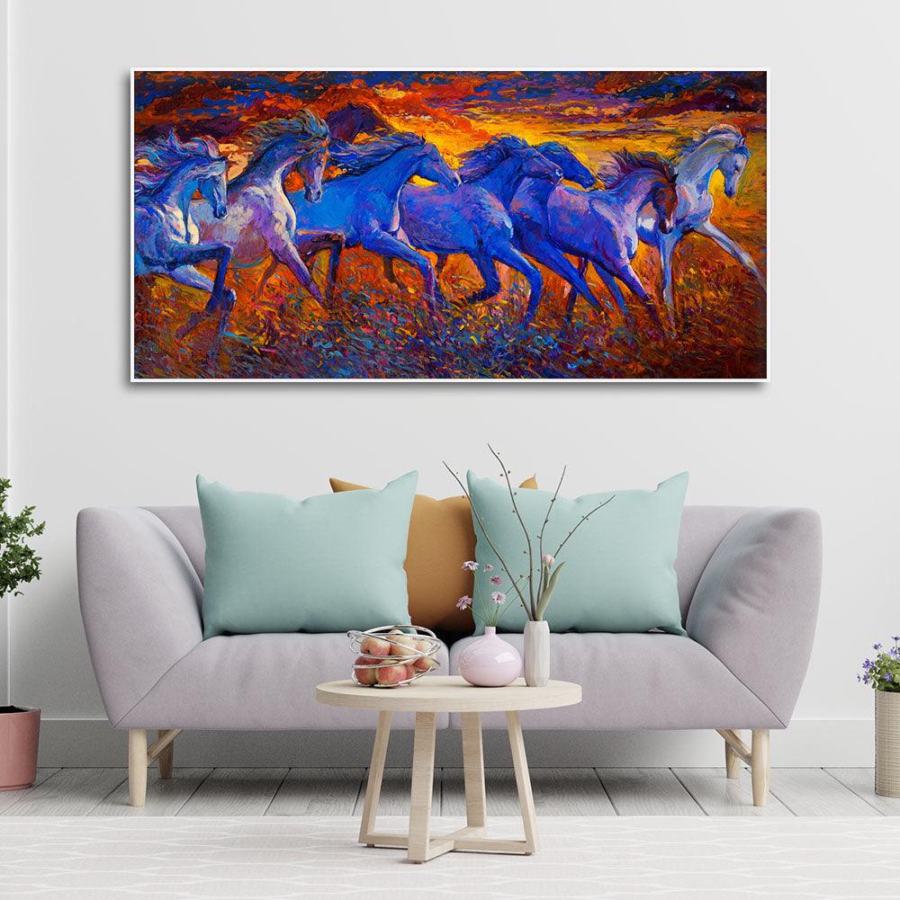 Seven Horses Running Canvas Wall Painting - Decor Mantra 