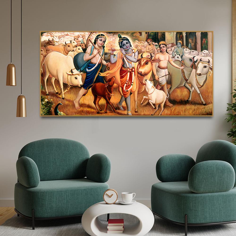 Shree Krishna with Balram Canvas Wall Painting - Decor Mantra 