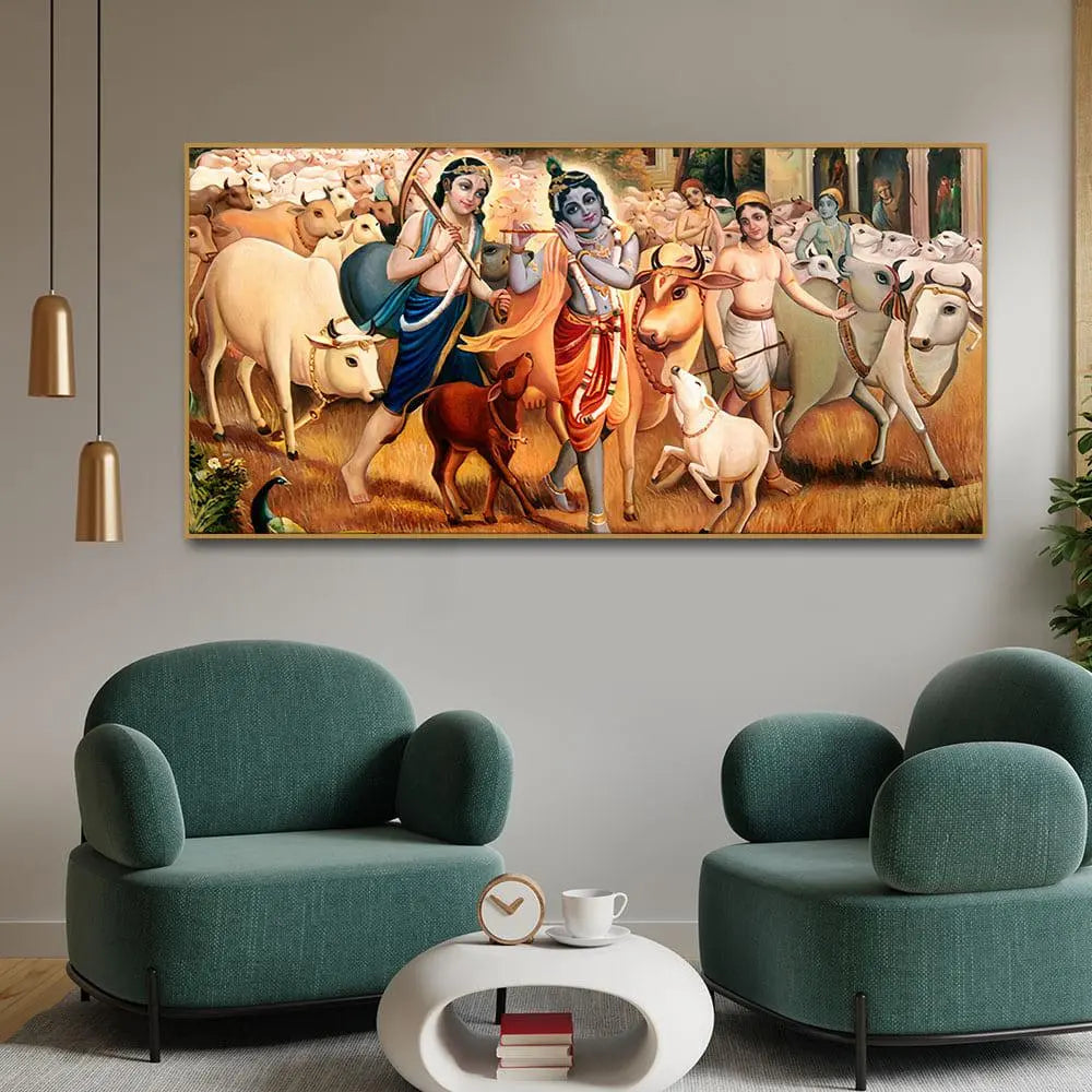 Shree Krishna with Balram Canvas Wall Painting - Decor Mantra 