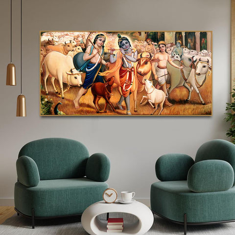 Shree Krishna with Balram Canvas Wall Painting - Decor Mantra 