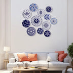 Elegant Blue Pottery flower Art for Every Space Wall Plate - Harshita Craft