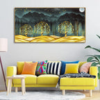 Wall Painting of Golden Trees in Dark Forest - Harshita Craft