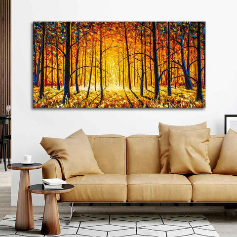 Forest in Autumn Premium Wall Painting - Decor Mantra 
