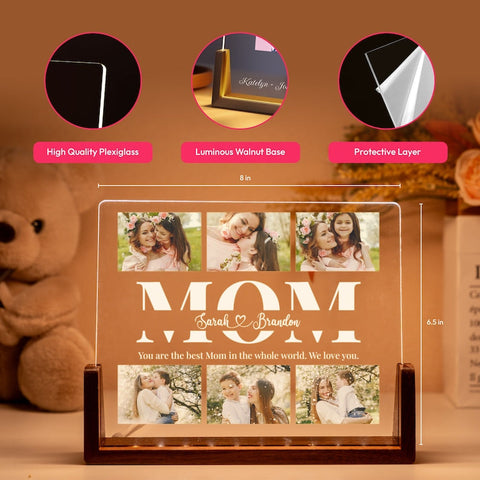 Personalized Photo Night Light Mother's Day Gift for Mom, Acrylic LED Light, Home Decoration