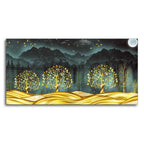 Wall Painting of Golden Trees in Dark Forest - Harshita Craft